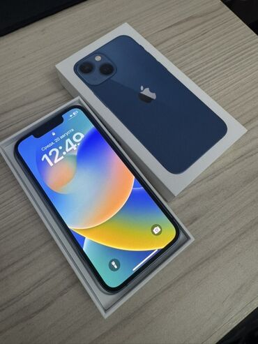 номер телефон: IPhone 13 mini, Б/у, 256 ГБ, Синий, Коробка, 73 %