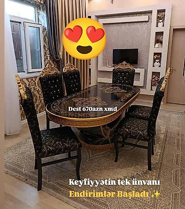sac stolu: Qonaq otağı üçün, Yeni, Açılmayan, Oval masa, 6 stul — 1