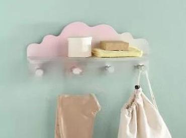 Ostali dečiji nameštaj: Zidna polica sa kukicama – „oblaci“ - Dekorativna polica za dečiju — 9