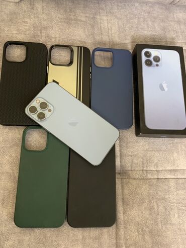 телефон поко бу: IPhone 13 Pro Max, Б/у, 256 ГБ, Sierra Blue, Коробка, 80 %