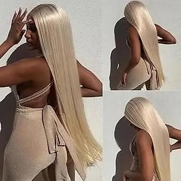 Perike i klipse: Duga ravna perika u boji pastelno roze Dužina 100cm. - Tip — 27