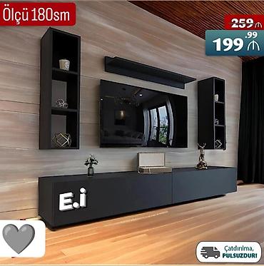 tv stent: TV stend və divar rəfi dəsti - Ölçü: 180 sm (ümumi kompozisiya) - — 1