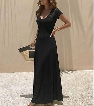massimo dutti torba: Dugačka letnja haljina sa kratkim rukavima i V-izrezom. - Duga — 3
