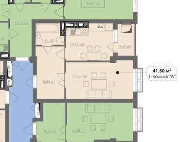 квартира дом быта: 1 комната, 42 м², Элитка, 7 этаж, ПСО (под самоотделку)
