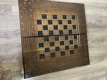 парус: Резная деревянная складная доска для игр (шашки/шахматы/нарды). - — 4