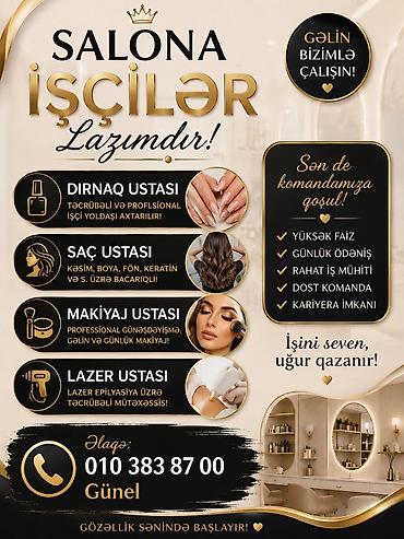 işçilər: Qadın saç ustası tələb olunur, Faiz, 1-2 illik təcrübə, Rəsmi işədüzəltmə — 1
