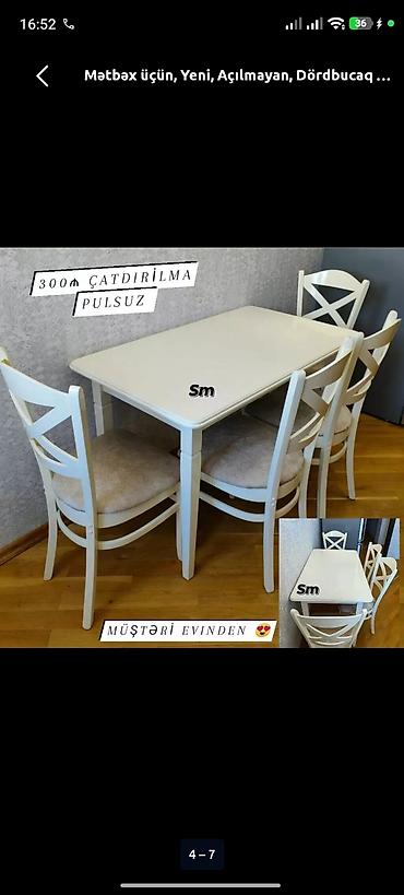 piknik stul: Mətbəx üçün, Yeni, Açılmayan, Dördbucaq masa, 4 stul — 1