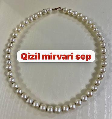 ağ qizil: Qızıl mirvari sep - Klassik tərzdə incə mirvari boyunbağı - Dairəvi — 1