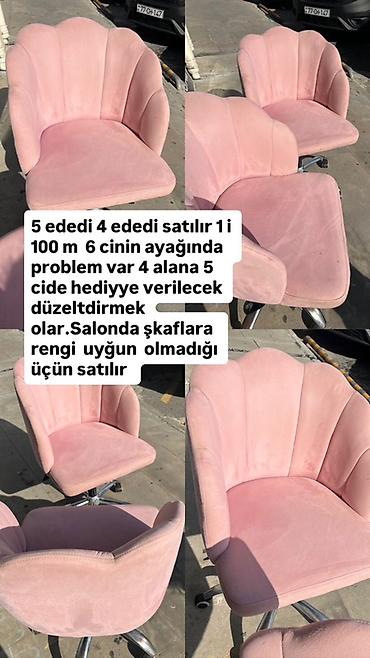 mebel stenka: Məhsul: Çəhrayı məxməri ofis/salon kresloları (təkərli, fırlanan baza) — 1