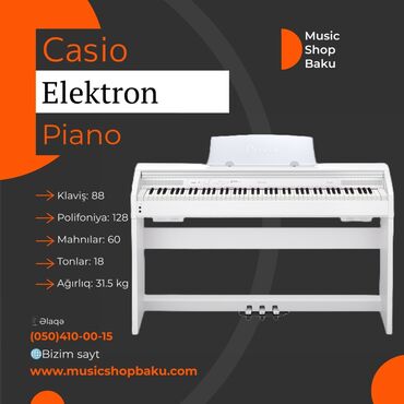 piano baku: Casio Elektron Piano Model: Privia PX-770WE •Klaviş:88 •Polifoniya