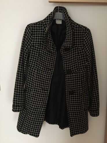 filip plejn jakne: ZARA kaput S velicina Crna boja sa belim vezom Dobro ocuvan, nosen 2
