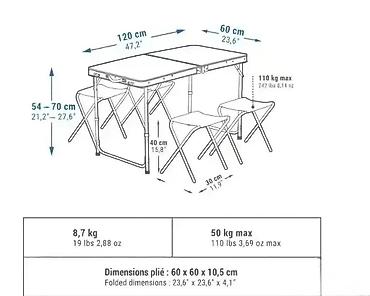 komode za predsoblja: Set sklopivog stola sa 4 stolice – za kampovanje, piknik i baštu - — 2