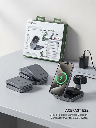 mobile holder: ACEFAST E22 — складная беспроводная зарядная станция 3-в-1 Описание — 1