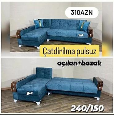 divan pulsuz: Künc divan – açılan və bazalı model - Ölçü: 240 x 150 sm - Funksiya — 1