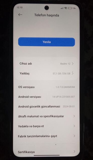 Xiaomi: Xiaomi 12, 256 GB, rəng - Qara, 
 Barmaq izi