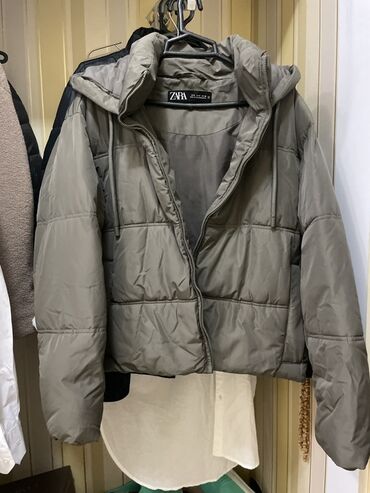 Кардиганы, жакеты: ZARA qadın pufffer gödəkçə - Rəng: zeytun/boz tonlarda - Model: qısa