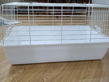 Зоотовары: Kiçik ev heyvanları üçün qəfəs. Ağ rəngli metal barmaqlı üst hissə və — 5