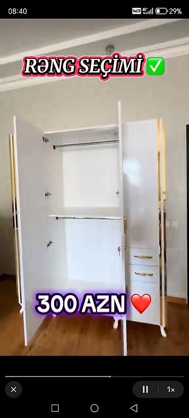parca skaflar: Aynalı 4 qapılı geyim dolabı - Rəng seçimi mövcuddur - Material — 2