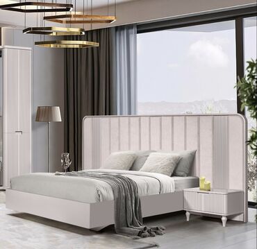 умничка тумбочка бригада: Спальный гарнитур, Двуспальная кровать, цвет - Серый