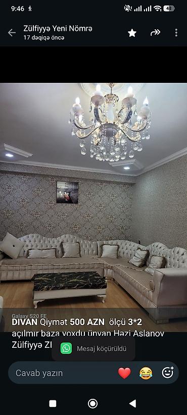 *DIVAN* Qiymət *500 AZN* ölçü *3*2* açılmır baza yoxdu ünvan Həzi