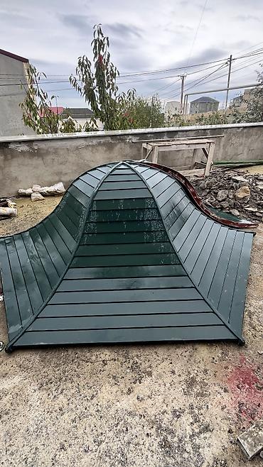 çardağ: Fiberglass manqal/qazebo dam örtüyü – dekorativ “şəbəkəli” formalı - — 1