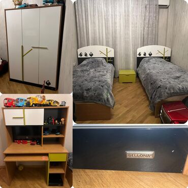 Sifarişlə divan dəstləri: Oğlan üçün, İşlənmiş, 2 təknəfərlik çarpayı, Yazı masası, Dolab, Tumba