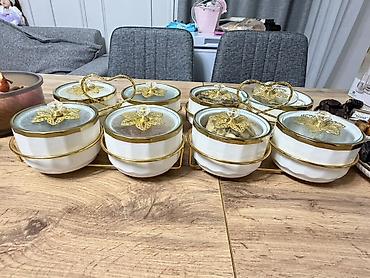 диваны ош: Набор сервировочных пиал с крышками и подставками - Комплект из 8 — 1