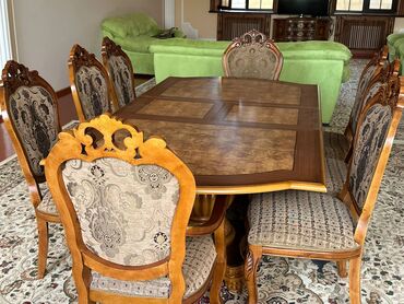 Məişət kimyəvi maddələri: Qonaq otağı üçün, İşlənmiş, Açılan, Oval masa, 8 stul