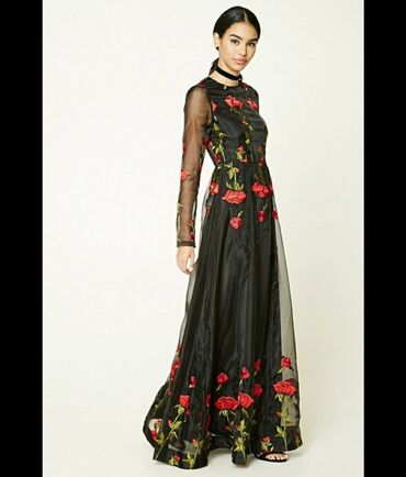 платье из панбархата на шифоне: Вечернее платье, Пышное, Длинная модель, С рукавами