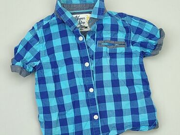 czarna koszula na krótki rękaw: Koszula 1.5-2 lat, stan - Bardzo dobry, wzór - Kratka, kolor - Niebieski