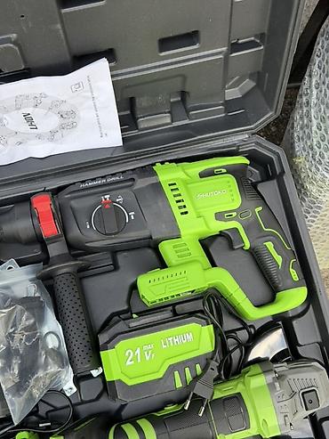 Электр шаймандары: Аккумуляторный набор электроинструментов 21V в кейсе Комплектация в — 6