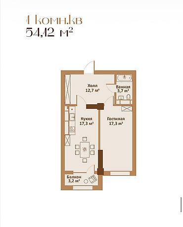 Новостройки от застройщика: Строится, 1 комната, 54 м² — 5
