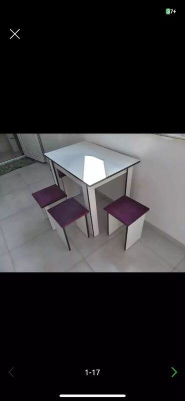стол и стулья: Для кухни, Новый, Нераскладной, Прямоугольный стол, 4 стула, Азербайджан