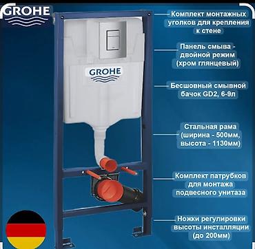 divar bralari: Grohe quraşdırma sistemi – asma unitaz üçün gizli çən və möhkəm metal — 2