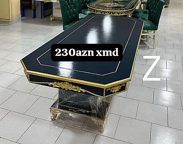 sintepon material: Zərif klassik üslubda obeden stolu - Rəng: tünd göy (parlaq laklı — 1