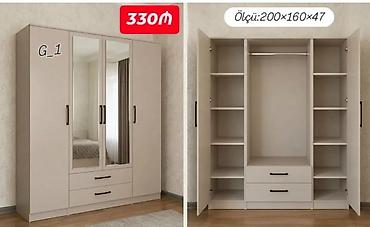 Geniş funksionallığa malik 4 qapılı paltar şkafı - Model: G_1 - Ölçü