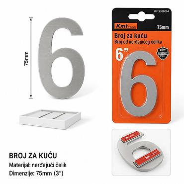 KMT Samolepljiva folija 6 – broj za kuću od nerđajućeg čelika - Tip