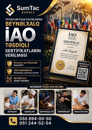masaj səyyar: SumTac Supply – IAO təsdiqli peşə sertifikatları Xidmətin məzmunu: - — 1