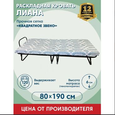 кровати двух спальные: Раскладушка «Лиана» 1900х800 с матрасом 60мм. Особенности