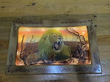 diorama: Unikal dekorativ işıqlandırılan tablo – “Şir” mövzulu diorama - — 1