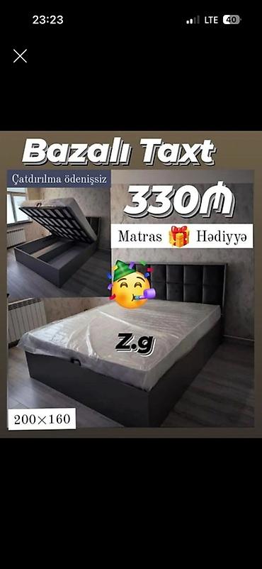 Bazalı taxt – 200×160 sm ölçü - Praktik qaldırılan baza sistemi