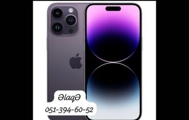 Apple iPhone: IPhone 14 Pro Max, 512 GB, Deep Purple, Zəmanət, Face ID, Sənədlərlə
