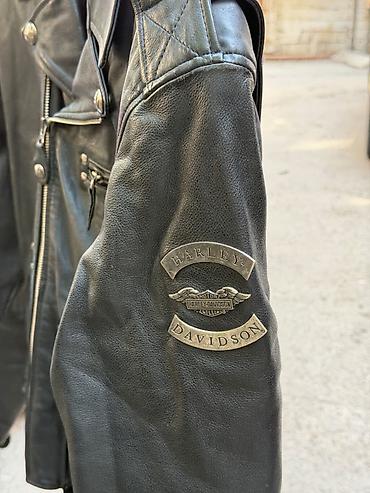 Moto geyim: Harley-Davidson dəri motosiklet gödəkcəsi - Rəng: qara - Material — 3