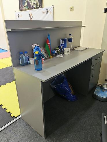 resepsn stolu: Ofis resepsiyon/iş masası – boz rəng - Material: laminat/LDSP tipli — 4