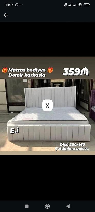 • Dəmir karkaslı iki nəfərlik çarpayı • Ölçü: 200 x 160 sm • lalafo.az -da • Dəmir karkaslı iki nəfərlik çarpayı • Ölçü: 200 x 160 sm •
