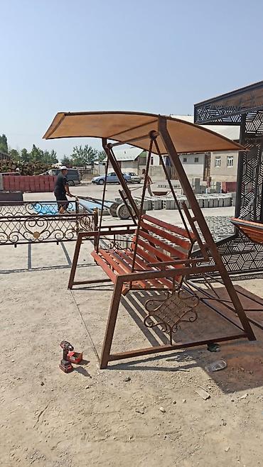 Садовые качели: Садовые качели Металл, Со спинкой, С крышей — 3