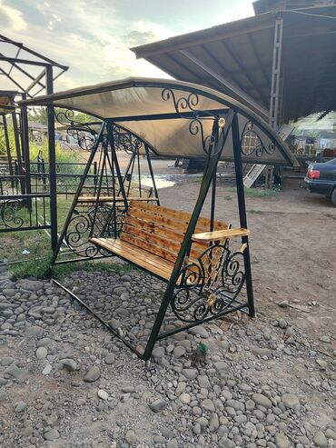 Садовые качели: Садовые качели Металл, Со спинкой, С крышей — 7