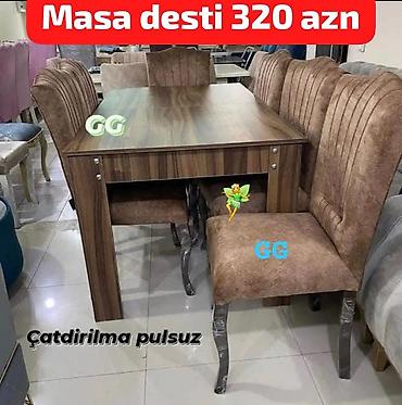 hesir stul: Yeni, Dördbucaq masa, 6 stul — 1
