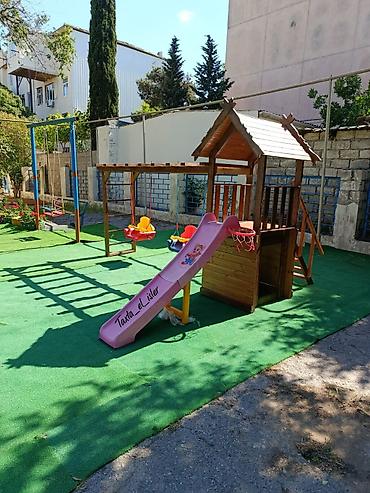 usaqlar ucun: Uşaq oyun kompleksi – taxta evcik və əyləncə modulları - Material — 5