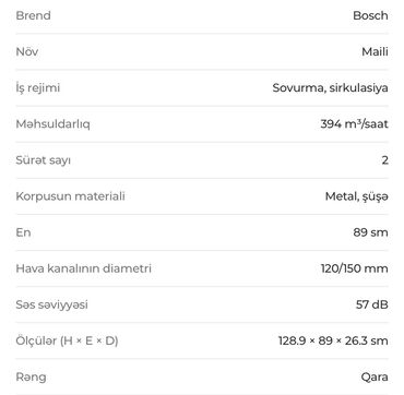 Aspiratorlar: Aspirator Bosch, rəng - Qara, Yeni — 16